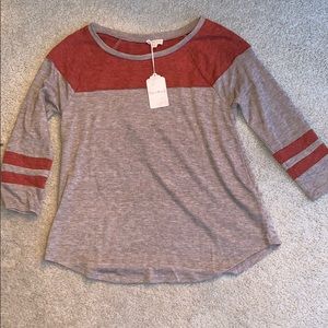 NWT 3/4 length sleeve Varsity Top
